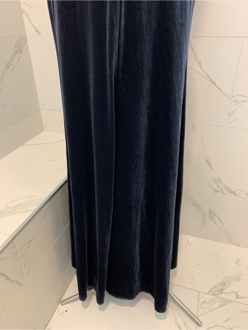 Jenny Yoo Dress V-Neck Navy Velvet Evening Gown 12 - Picture 13 of 15